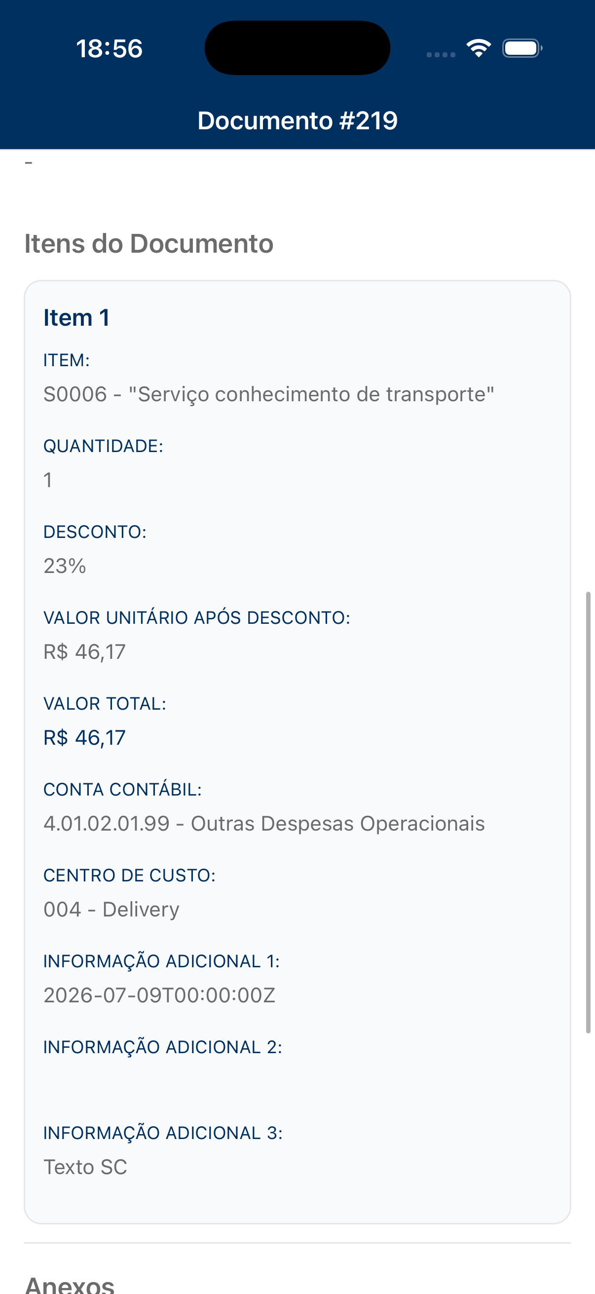 Detalhe de documento para aprovação no TrustHub
